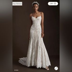 Watters Alessandra Corset Open-Back Lace Wedding Gown from Anthropologie